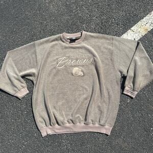 VTG Lee Sport Cleveland Browns NFL Football Embroidered Brown Sweatshirt 2X